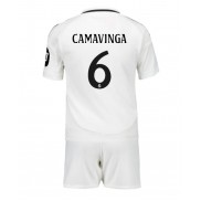 Billiga Real Madrid Eduardo Camavinga #6 Hemmatröja Barn 2024-25 Kortärmad (+ Korta byxor)